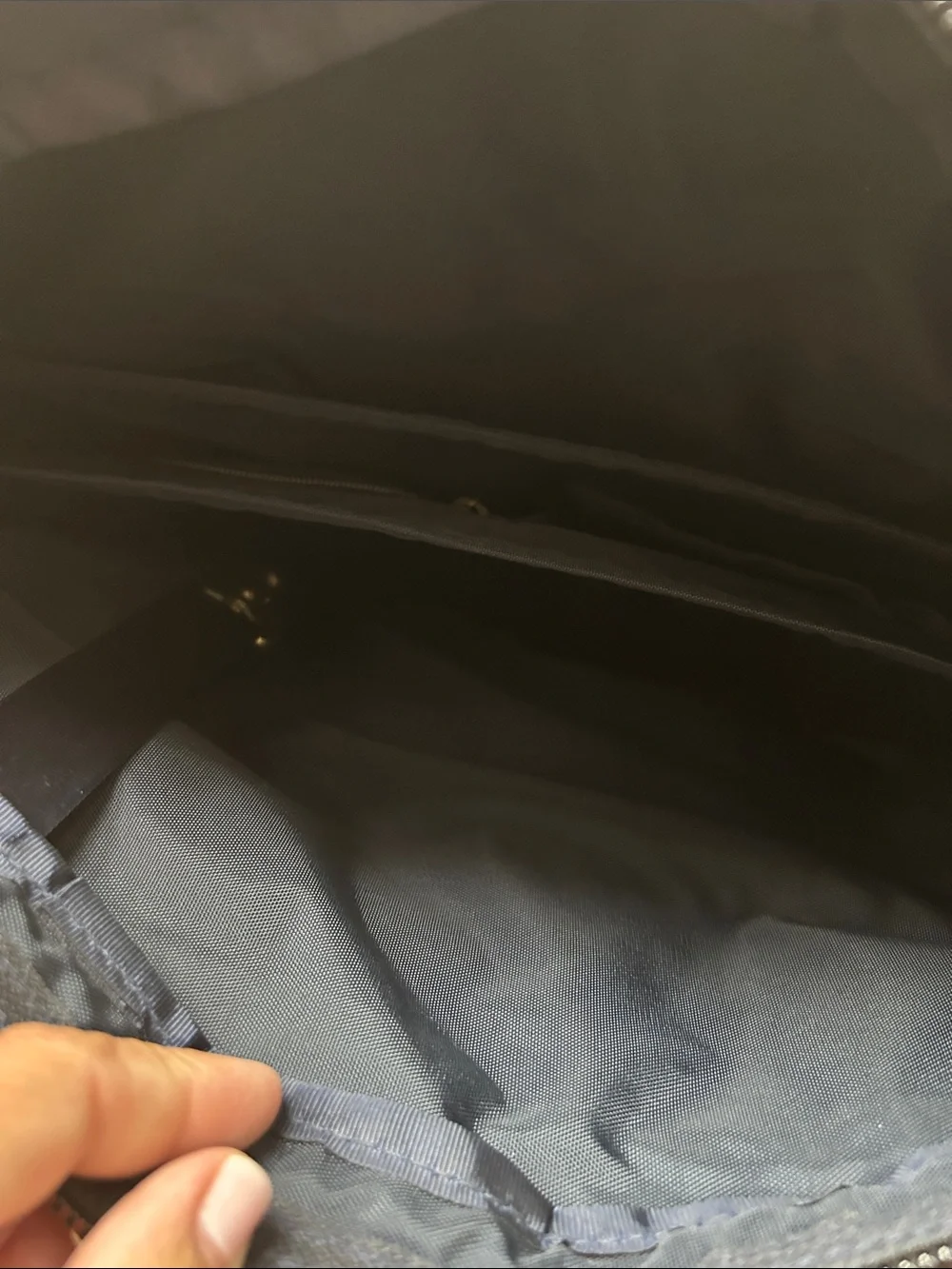 Lands' End Navy and Brown Canvas Laptop Brief with Leather Accents